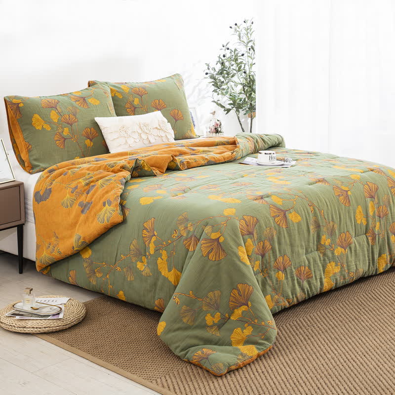 Rustic Ginkgo Leaf Cotton Gauze Bedding  - image 19