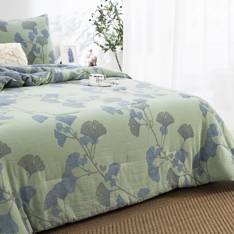 Rustic Ginkgo Leaf Cotton Gauze Bedding  - image 8
