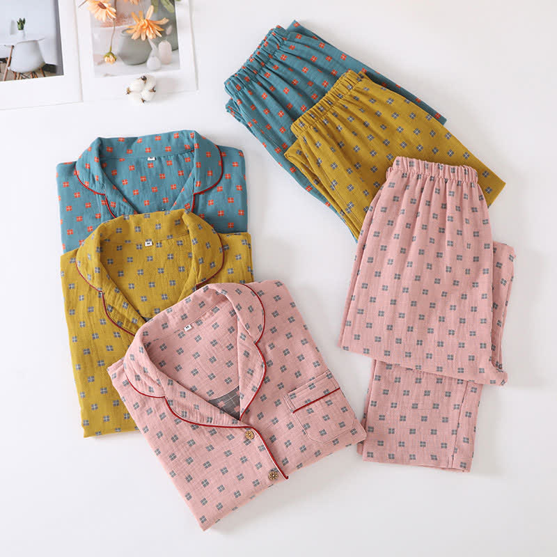 Checkered Jacquard Cotton Loungewear Set - image 1