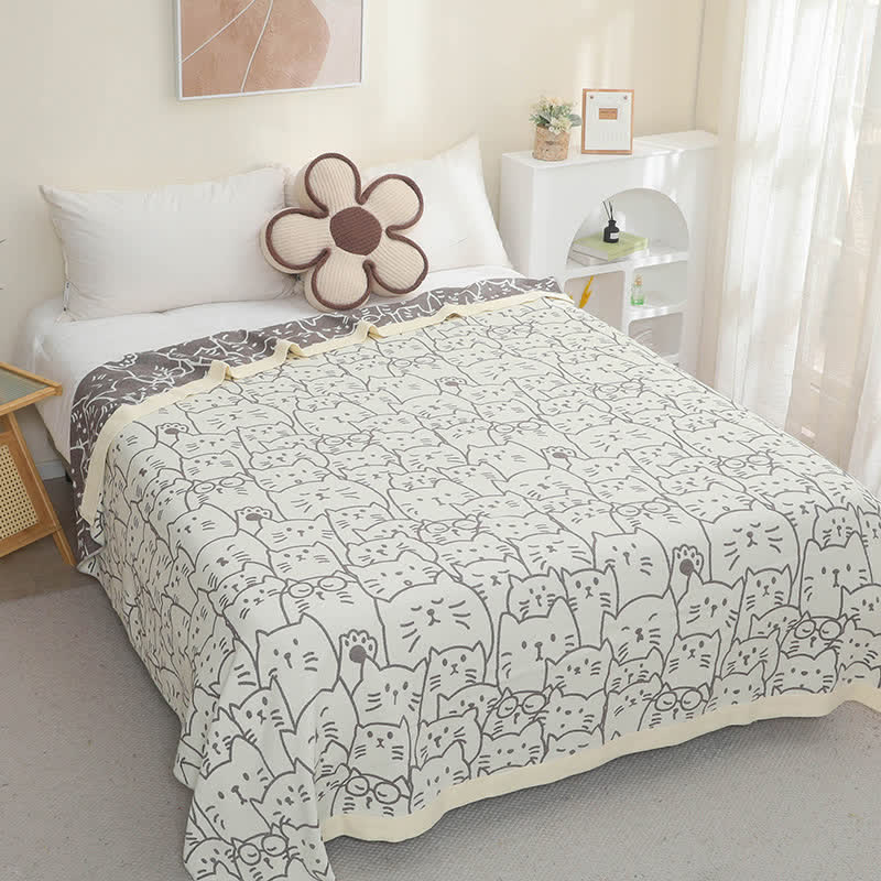 Cute Cat Four Layers Cotton Gauze Quilt - image 1