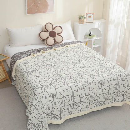 Cute Cat Four Layers Cotton Gauze Quilt - image 1