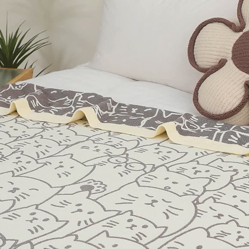 Cute Cat Four Layers Cotton Gauze Quilt - image 4