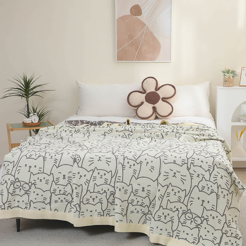 Cute Cat Four Layers Cotton Gauze Quilt - image 2