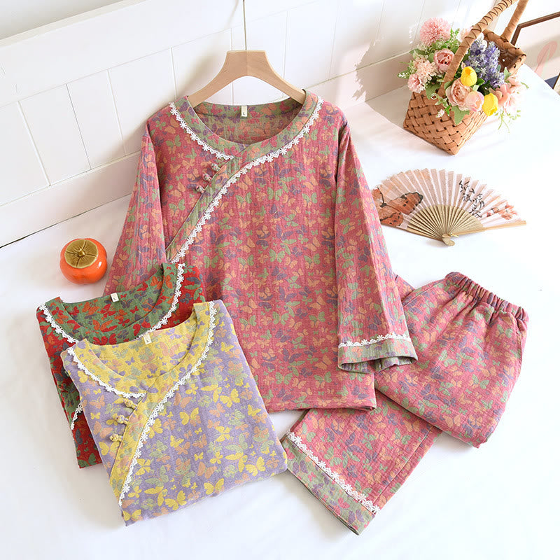Cotton Gauze Jacquard Butterfly Pajama Set - image 0