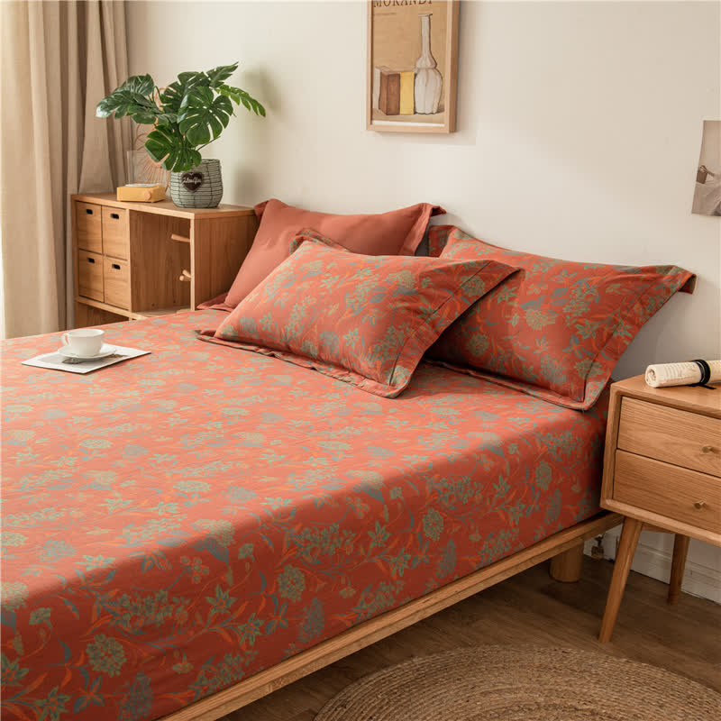 Vintage Floral Cotton Gauze Soft Fitted Sheet - image 1