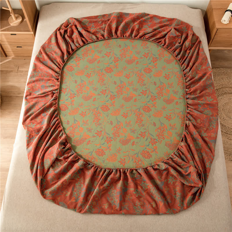 Vintage Floral Cotton Gauze Soft Fitted Sheet - image 4