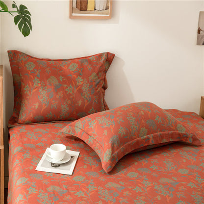 Vintage Floral Cotton Gauze Soft Fitted Sheet - 2pcs Pillowcases - 19" x 29" - image 5