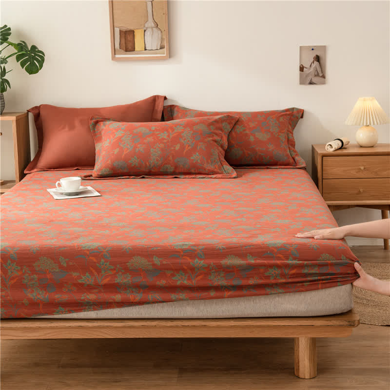 Vintage Floral Cotton Gauze Soft Fitted Sheet - image 2