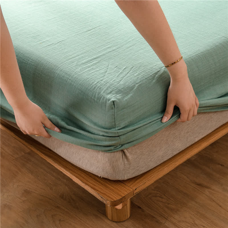 Solid Color Cotton Gauze Fitted Sheet - image 6