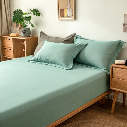 Solid Color Cotton Gauze Fitted Sheet - image 2