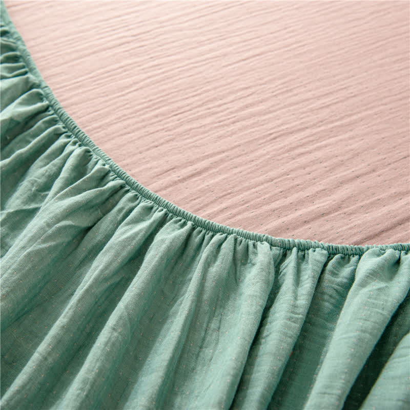 Solid Color Cotton Gauze Fitted Sheet - image 9