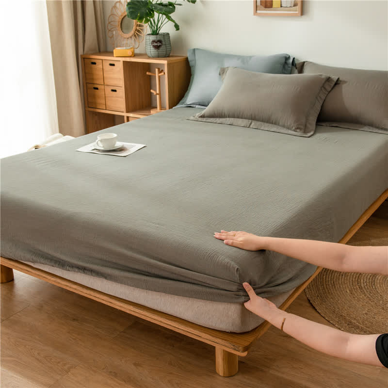 Solid Color Cotton Gauze Fitted Sheet - image 11