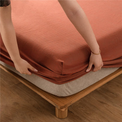 Solid Color Cotton Gauze Fitted Sheet - image 20
