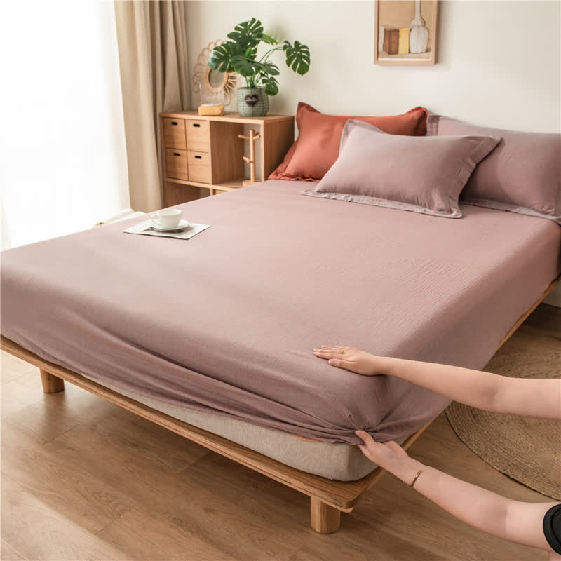 Solid Color Cotton Gauze Fitted Sheet - image 24