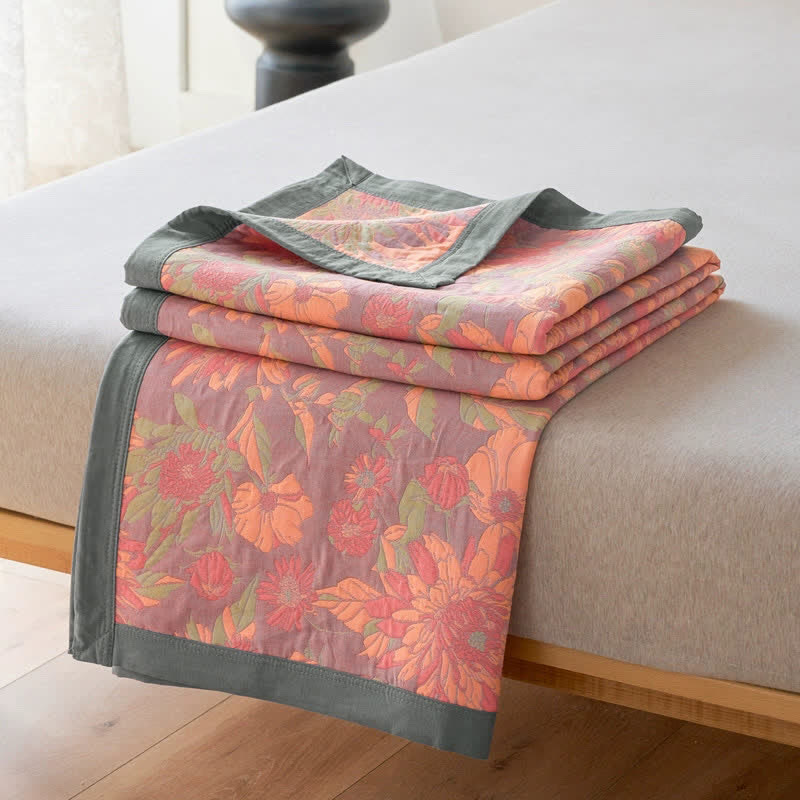 Three Layer Cotton Gauze Floral Quilt - image 5