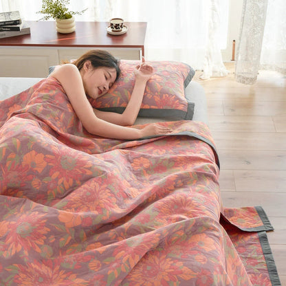 Three Layer Cotton Gauze Floral Quilt - image 3