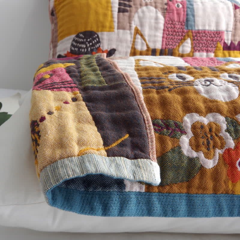 Ownkoti Cute Cat Cotton Soft Pillow Towel (2PCS) - image 3