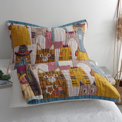 Ownkoti Cute Cat Cotton Soft Pillow Towel (2PCS) - image 1