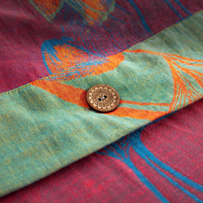 Floral Button Duvet Cover Bedsheet & Pillowcases (4PCS) - image 5