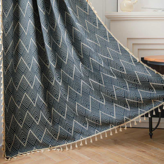 Rustic Retro Striped Wave Blackout Curtain - Hook - 55"W x 94"L - image 0