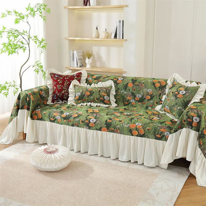 Rural Dandelion Ruffled Sofa Cover - 1pc Pillowcase: 18" x 18" - image 3