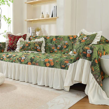 Rural Dandelion Ruffled Sofa Cover - image 4