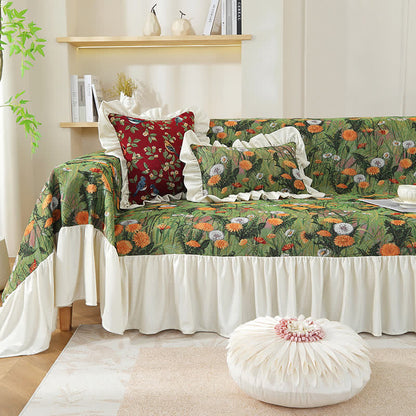 Rural Dandelion Ruffled Sofa Cover - image 0