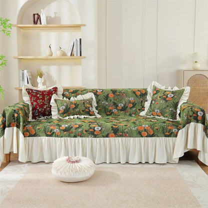 Rural Dandelion Ruffled Sofa Cover - 71" x 165" - image 1