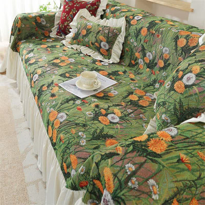 Rural Dandelion Ruffled Sofa Cover - image 5