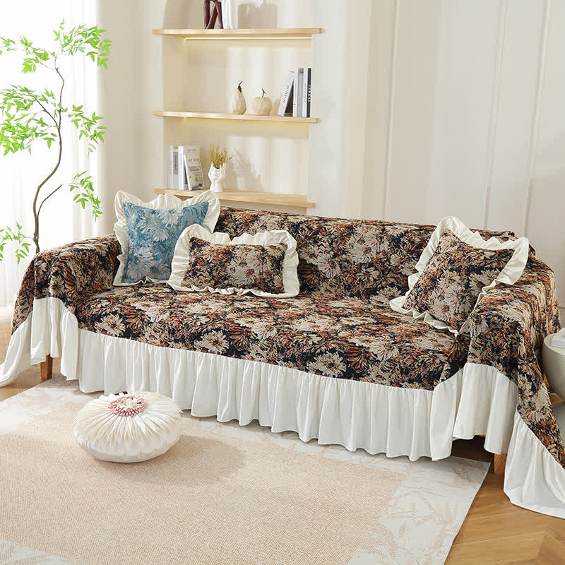 Art Print Daisy Ruffled Sofa Cover - image 6