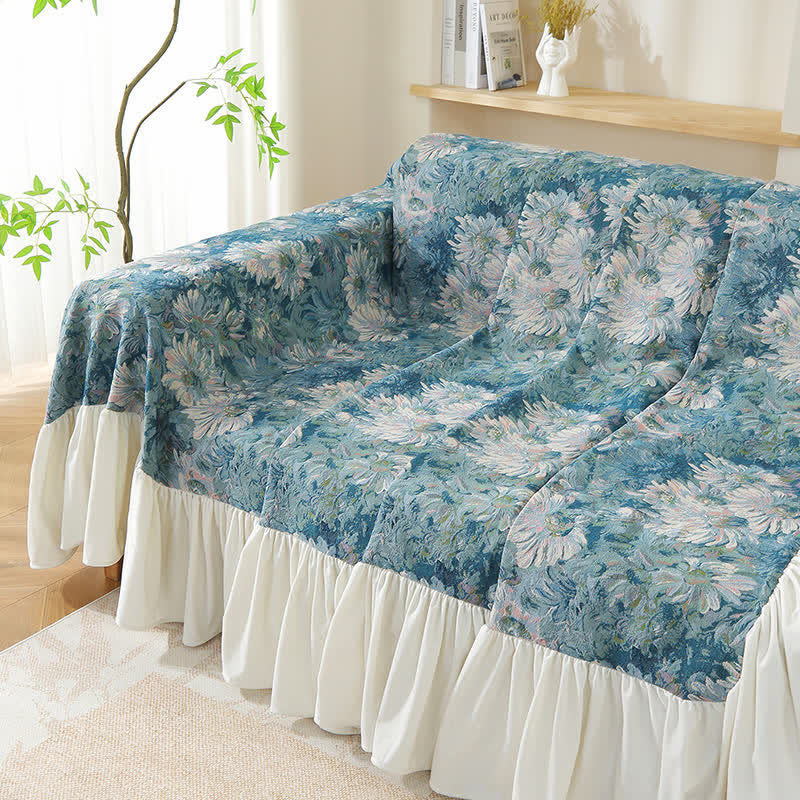 Art Print Daisy Ruffled Sofa Cover - image 3
