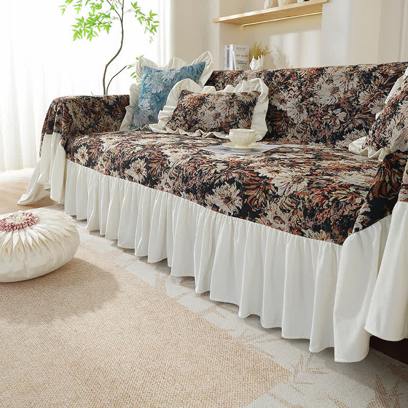 Art Print Daisy Ruffled Sofa Cover - image 9