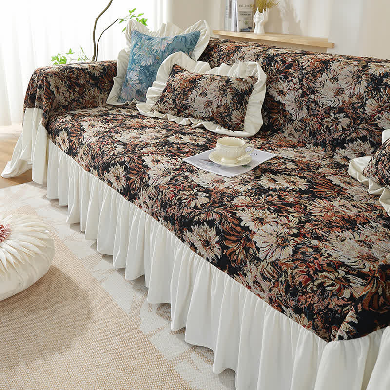 Art Print Daisy Ruffled Sofa Cover - image 10