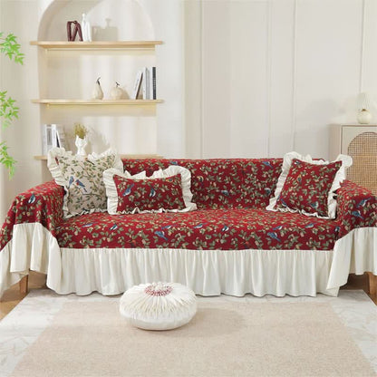 Rural Style Bird & Floral Soft Sofa Cover - image 1