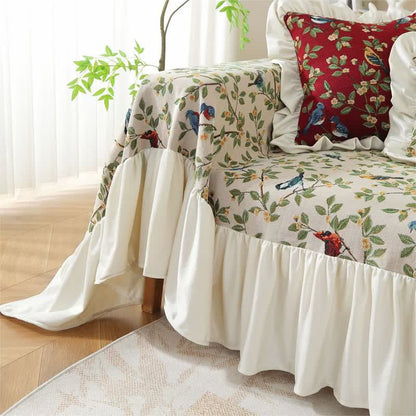 Rural Style Bird & Floral Soft Sofa Cover - image 16