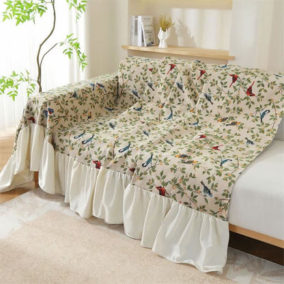 Rural Style Bird & Floral Soft Sofa Cover - image 15