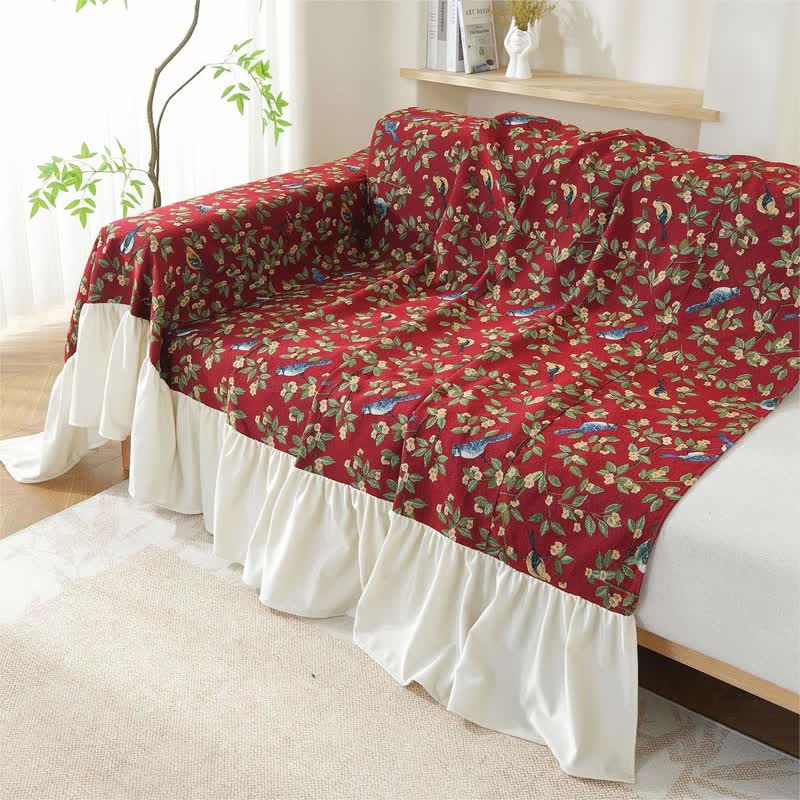 Rural Style Bird & Floral Soft Sofa Cover - image 6