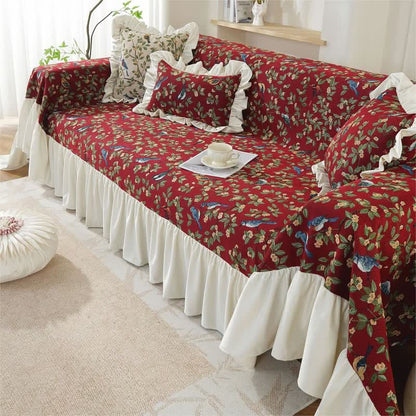 Rural Style Bird & Floral Soft Sofa Cover - image 4