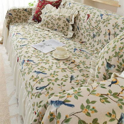 Rural Style Bird & Floral Soft Sofa Cover - image 18