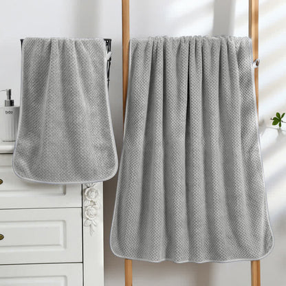 Solid Color Soft Breathable Bath Towel - 35cm x 75cm + 70cm x 140cm - Gray - image 7