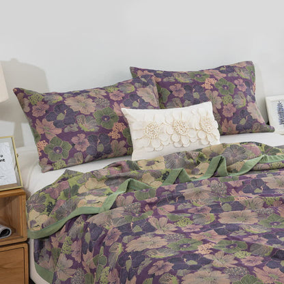Reversible Blossom Floral Cotton Gauze Quilt - 2pcs Pillowcases - 48cm × 74cm - image 2