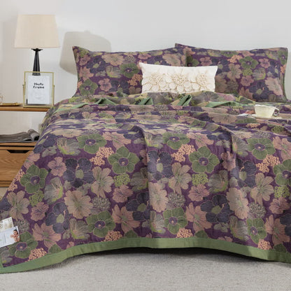 Reversible Blossom Floral Cotton Gauze Quilt - Quilt with 2pcs Pillowcases - King - image 0