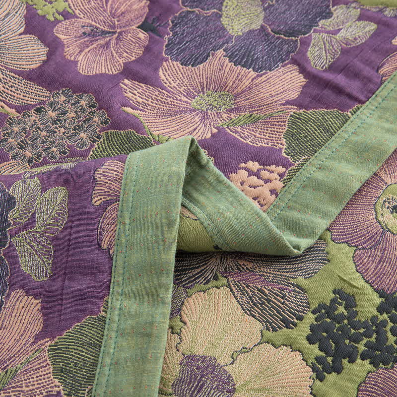 Reversible Blossom Floral Cotton Gauze Quilt - image 8