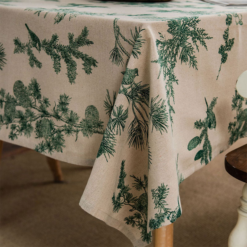 Pine Bird Cotton Linen Tablecloth - image 6