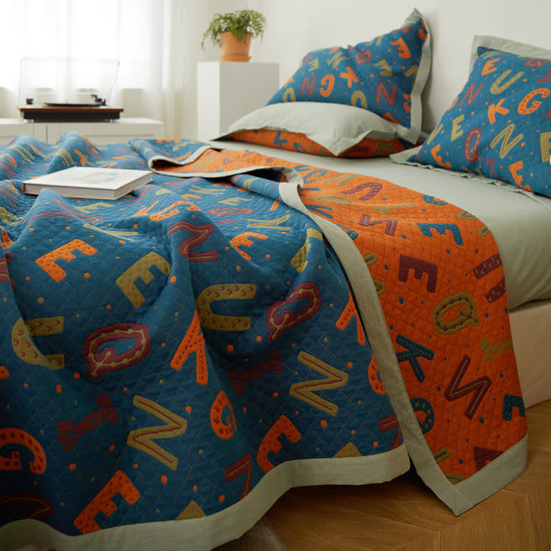 Three Layers Cotton Gauze Letters Reversible Quilt - image 6