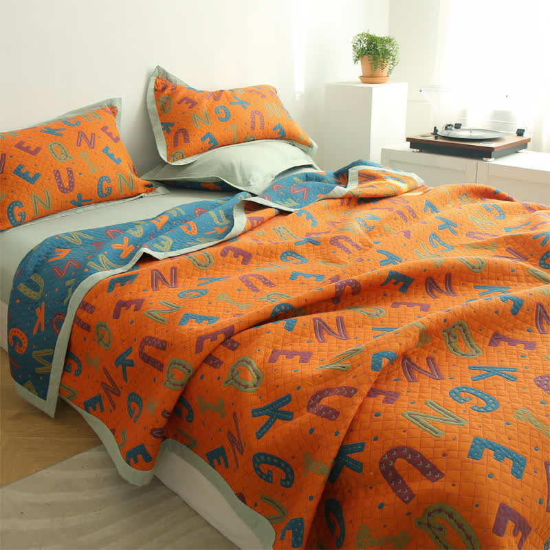 Three Layers Cotton Gauze Letters Reversible Quilt - image 2