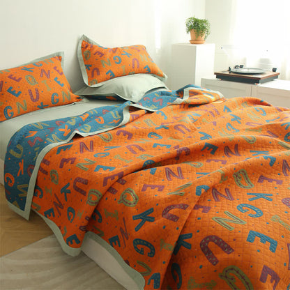 Three Layers Cotton Gauze Letters Reversible Quilt - image 2