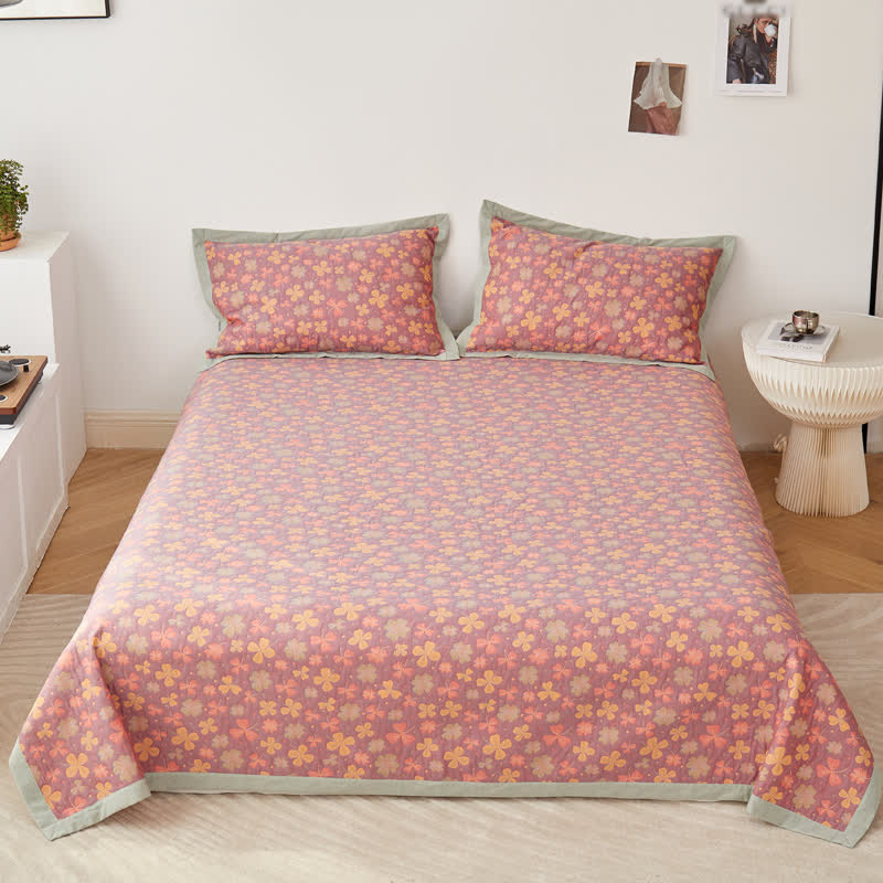 Rural Four Leaf Clover Cotton Gauze Soft Quilt - image 1