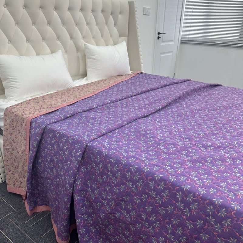 Organic Pure Cotton Reversible Floral Quilt - image 1