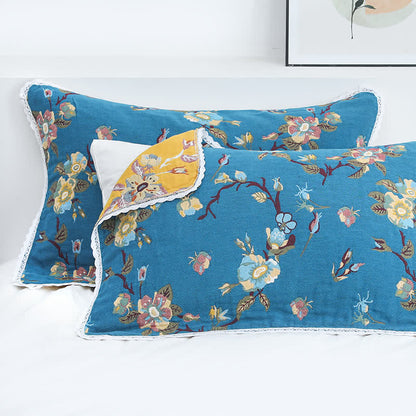 Ownkoti  Retro Flower Cotton Soft Pillow Towel (2PCS) - image 2